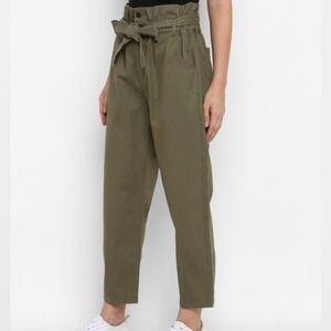 7 FOR ALL MANKIND Women’s Olive High-Waisted Paperbag Pleated Belted Trouser
